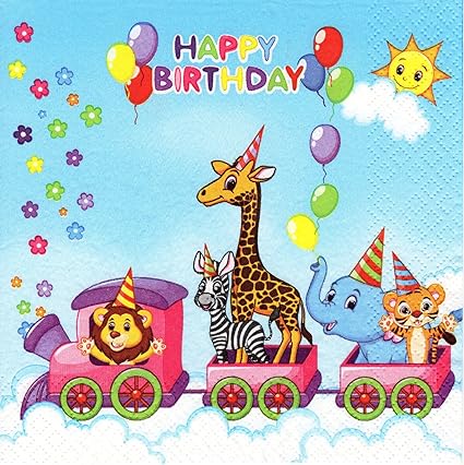 20 Napkins Train for Birthday