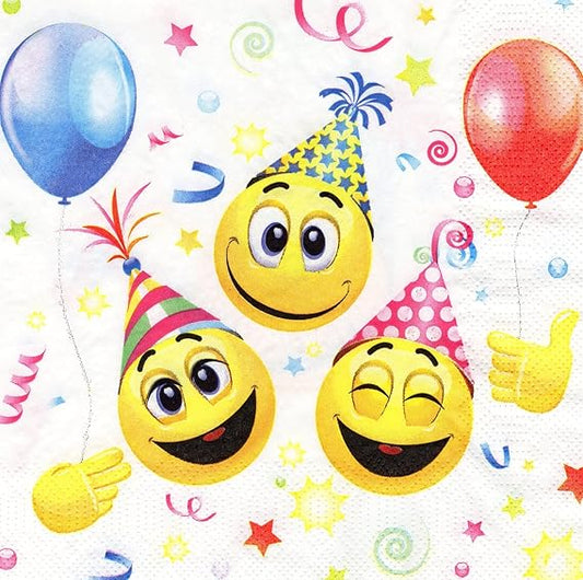 20 Napkins Smile Symbols and Balloons, Napkins Smiling Children, Children's Birthday