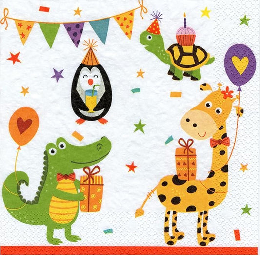 20 Napkins Funny Animals with Balloons