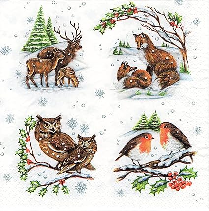 20 Winter Animal Paper Napkins